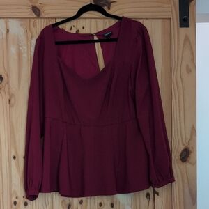 Torrid Deep Red Long Sleeve Blouse